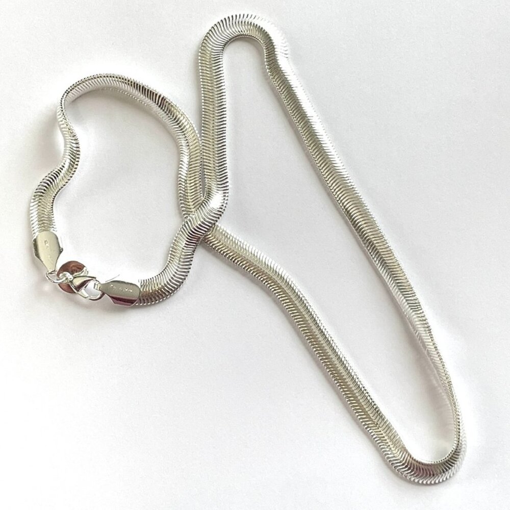 17" Sterling Silver Plate Herringbone Necklace Chain-New